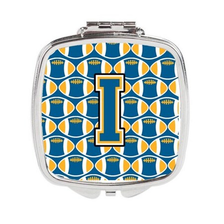 Carolines Treasures Letter I Football Blue and Gold Compact Mirror, 3 x 0.3 x 2.75 in. CJ1077-ISCM